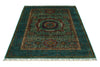 4x6 Green and Multicolor Turkish Tribal Rug