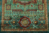 4x6 Green and Multicolor Turkish Tribal Rug