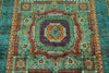 4x6 Green and Multicolor Turkish Tribal Rug