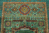 4x6 Green and Multicolor Turkish Tribal Rug