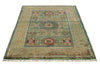 4x6 Green and Multicolor Turkish Tribal Rug