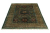 4x6 Green and Multicolor Turkish Tribal Rug