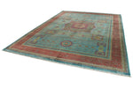 9x13 Turquoıse and Red Turkish Tribal Rug