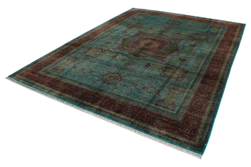 9x13 Turquoıse and Red Turkish Tribal Rug