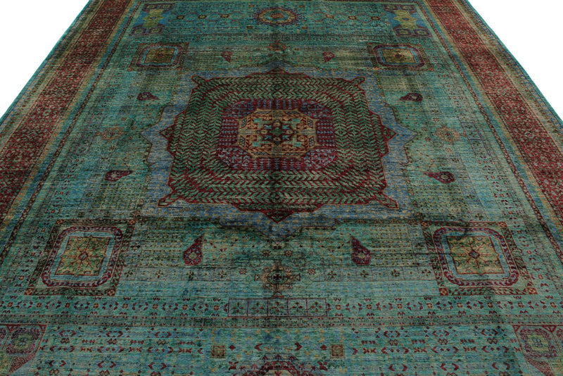 9x13 Turquoıse and Red Turkish Tribal Rug