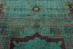 9x12 Green and Turquoıse Turkish Tribal Rug