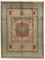 8x11 Green and Light Blue Turkish Tribal Rug