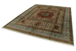 8x11 Green and Light Blue Turkish Tribal Rug