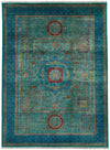 9x12 Turquoıse and Blue Turkish Tribal Rug