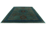 9x12 Turquoıse and Blue Turkish Tribal Rug