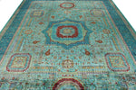 9x12 Turquoıse and Blue Turkish Tribal Rug