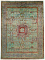 9x12 Green and Blue Turkish Tribal Rug