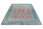 6x8 Pink and Blue Turkish Tribal Rug