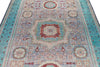 6x8 Pink and Blue Turkish Tribal Rug