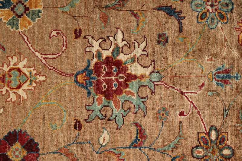 4x6 Light Camel and Multicolor Turkish Tribal Rug