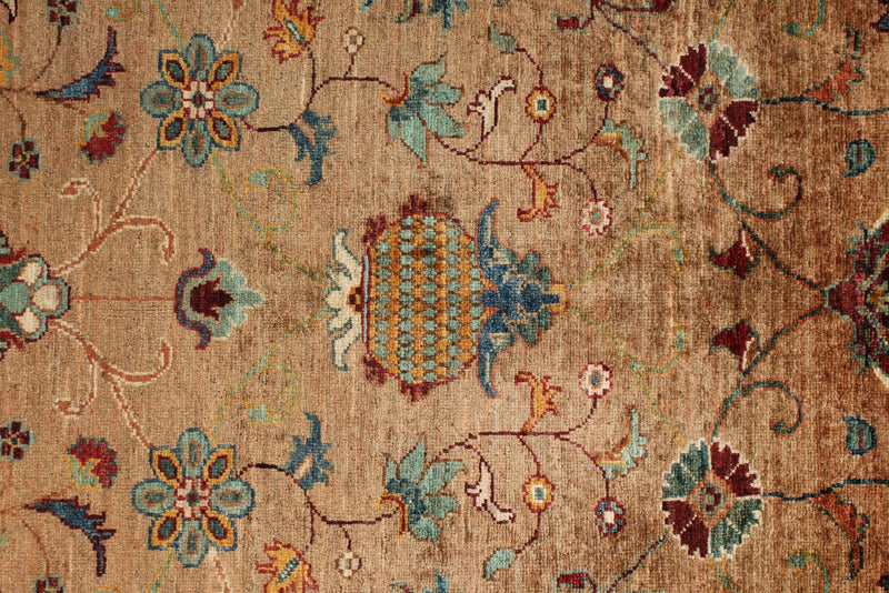 4x6 Light Camel and Multicolor Turkish Tribal Rug