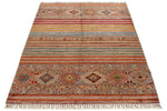 4x6 Red and Multicolor Tribal Rug
