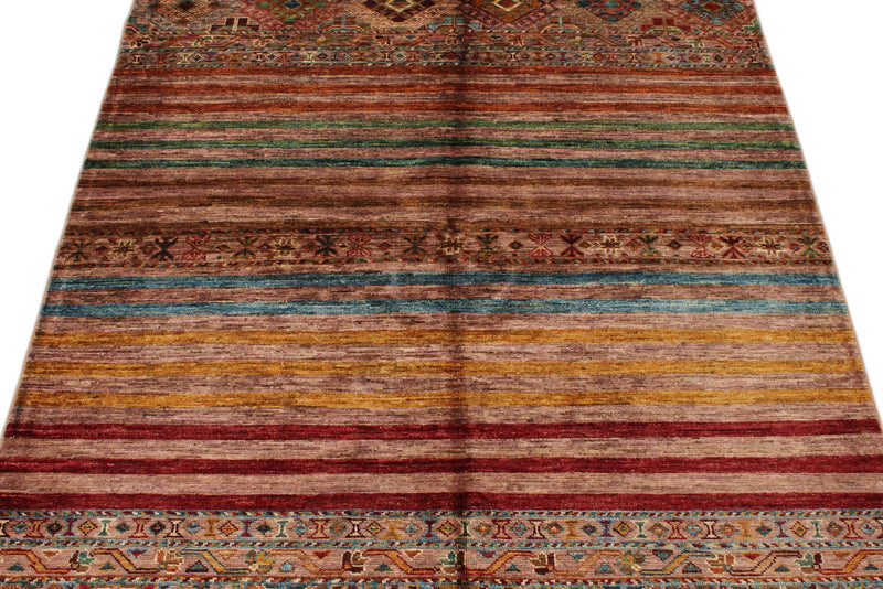 4x6 Red and Multicolor Tribal Rug