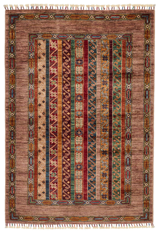 3x5 Multicolor and Brown Turkish Tribal Rug