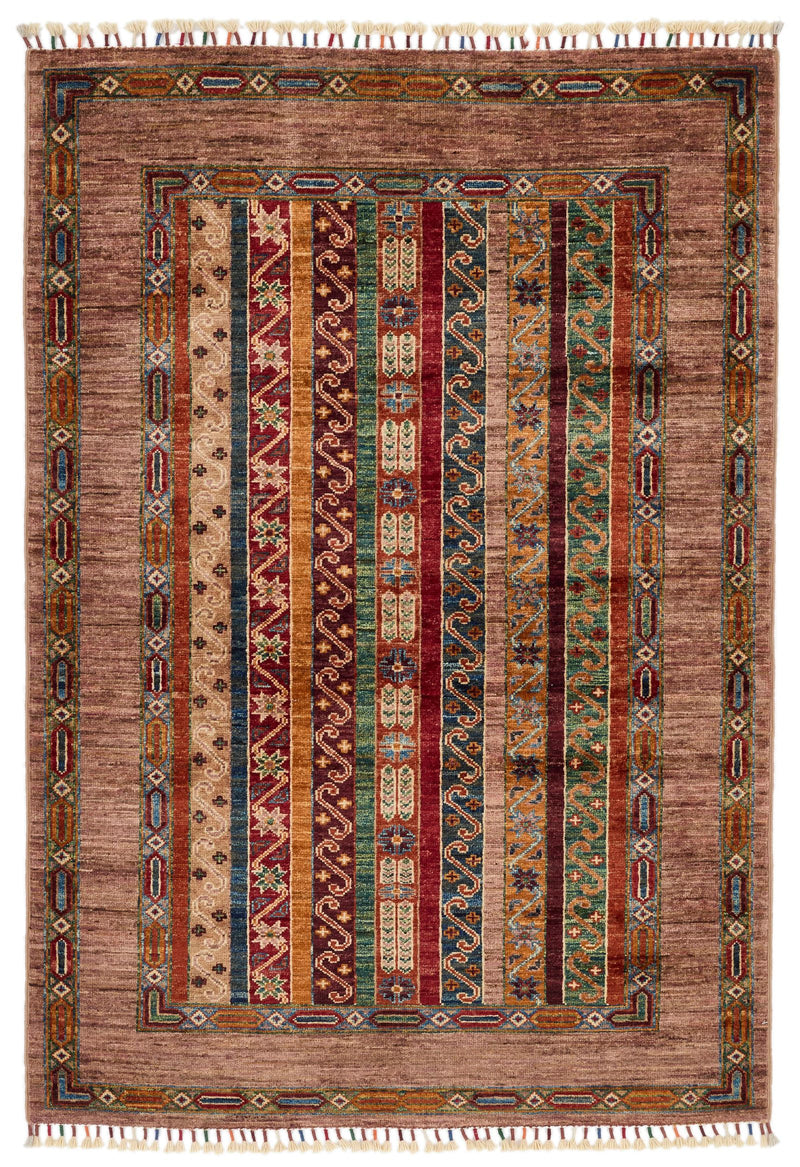 3x5 Multicolor and Brown Turkish Tribal Rug