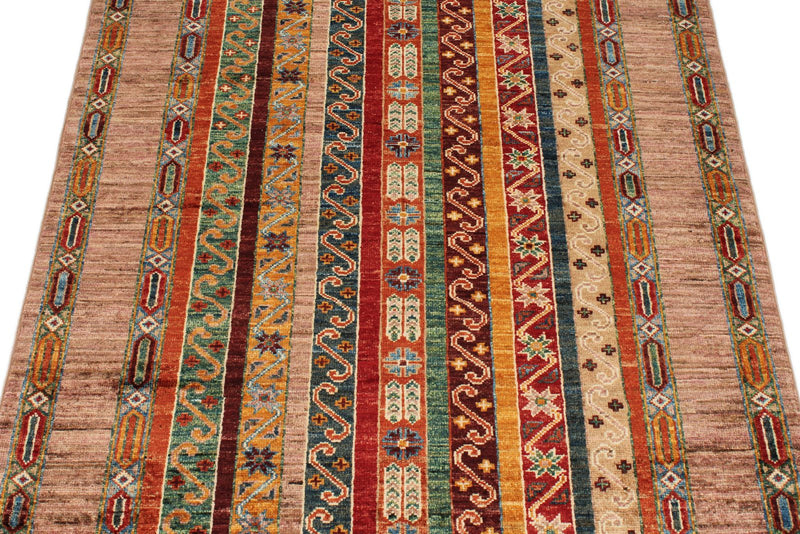 3x5 Multicolor and Brown Turkish Tribal Rug