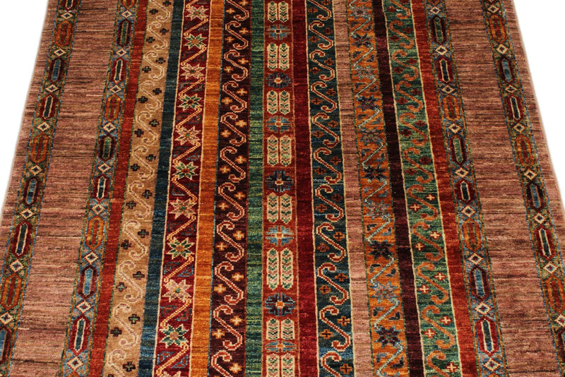 3x5 Multicolor and Brown Turkish Tribal Rug