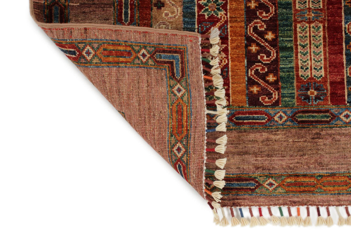 3x5 Multicolor and Brown Turkish Tribal Rug