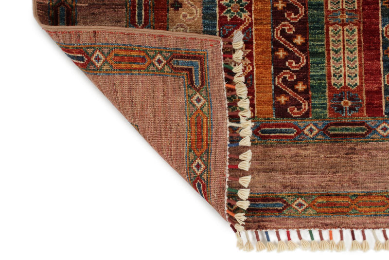 3x5 Multicolor and Brown Turkish Tribal Rug