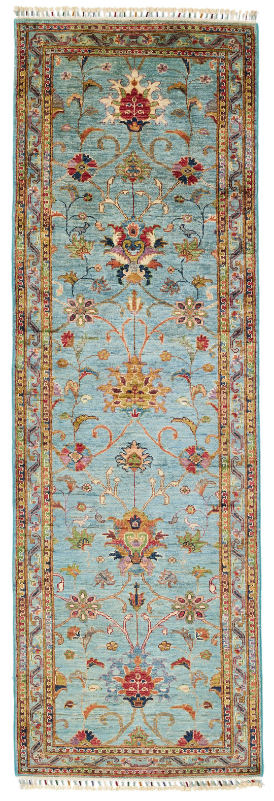 3x8 Blue and Multicolor Turkish Tribal Runner