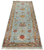 3x8 Blue and Multicolor Turkish Tribal Runner