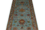 3x8 Blue and Multicolor Turkish Tribal Runner