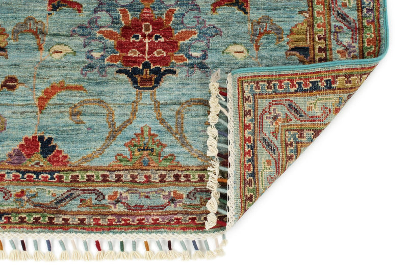 3x8 Blue and Multicolor Turkish Tribal Runner