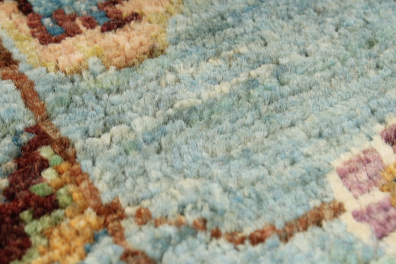 3x8 Blue and Multicolor Turkish Tribal Runner