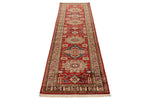 3x10 Red and Ivory Kazak Tribal Runner