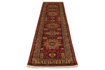 3x10 Red and Ivory Kazak Tribal Runner