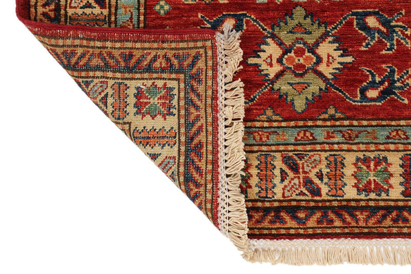3x10 Red and Ivory Kazak Tribal Runner