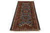 3x7 Light Blue and Red Kazak Tribal Runner