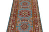 3x7 Light Blue and Red Kazak Tribal Runner