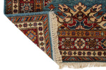 3x7 Light Blue and Red Kazak Tribal Runner