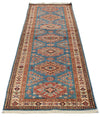 3x9 Light Blue and Ivory Kazak Tribal Runner