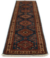 3x9 Light Blue and Ivory Kazak Tribal Runner