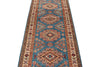 3x9 Light Blue and Ivory Kazak Tribal Runner