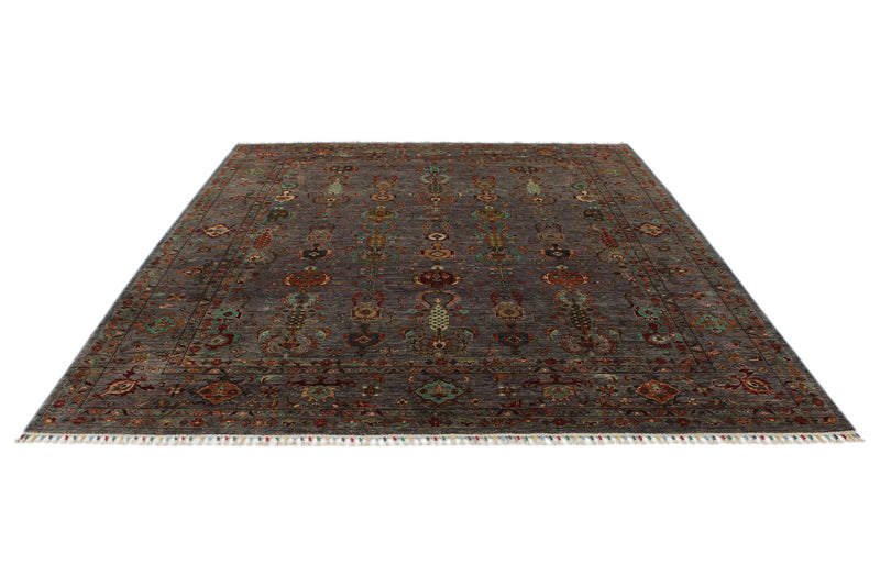 8x10 Gray and Multicolor Turkish Tribal Rug