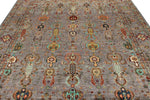 8x10 Gray and Multicolor Turkish Tribal Rug