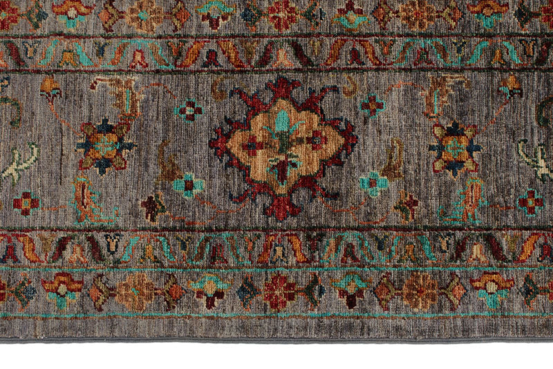 8x10 Gray and Multicolor Turkish Tribal Rug