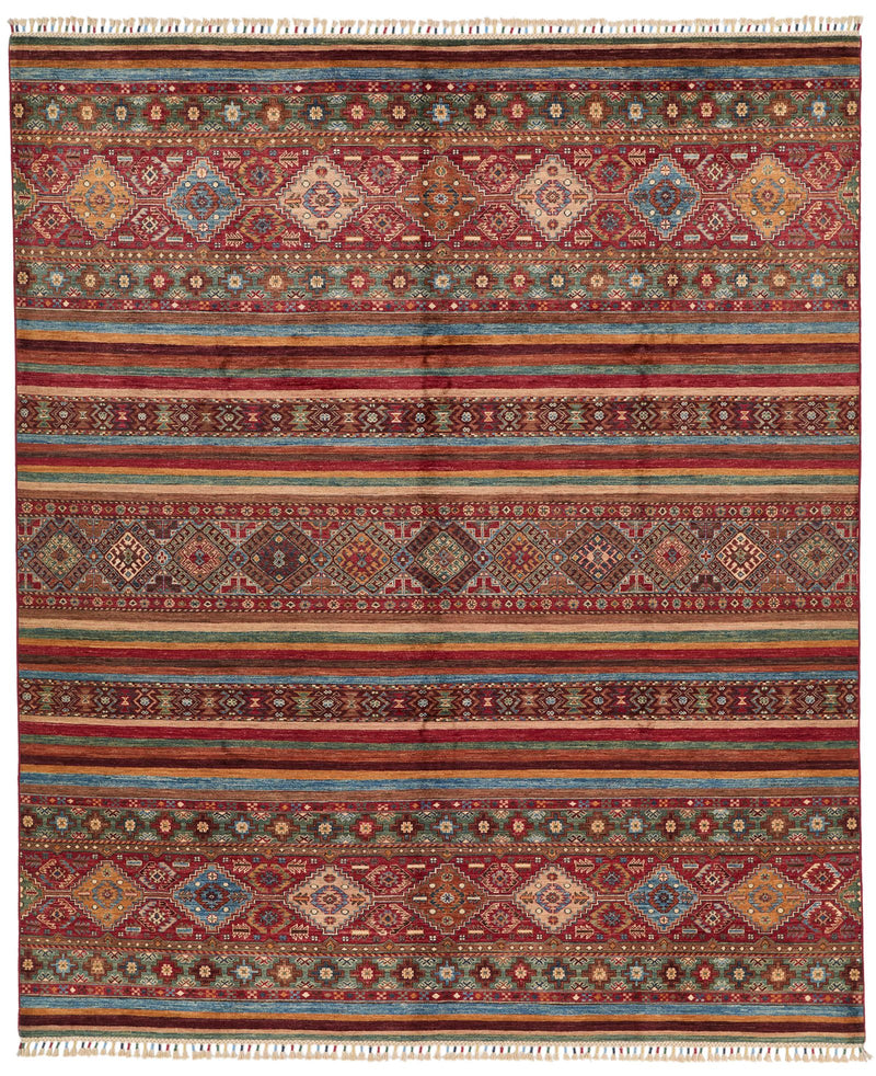 8x10 Brown and Multicolor Tribal Rug