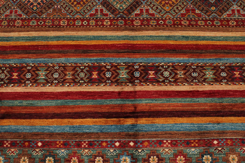 8x10 Brown and Multicolor Tribal Rug