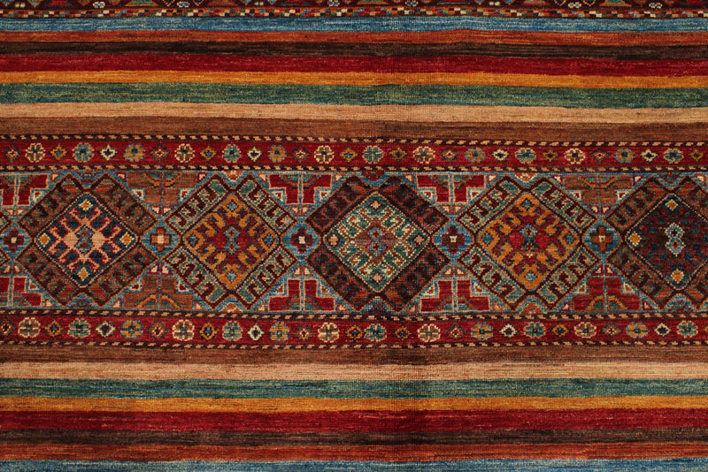 8x10 Brown and Multicolor Tribal Rug