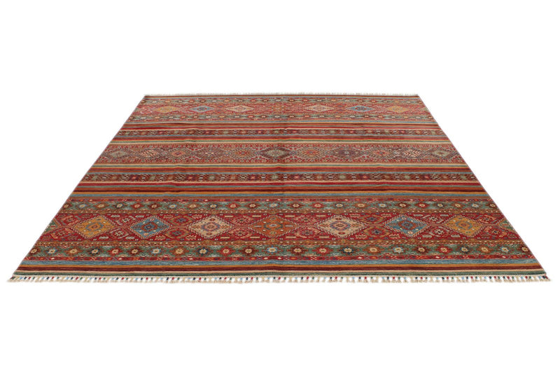 8x10 Brown and Multicolor Tribal Rug