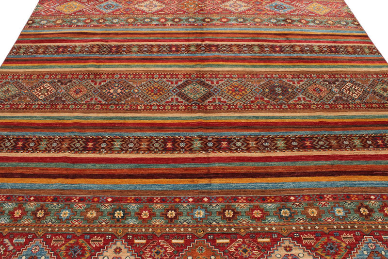 8x10 Brown and Multicolor Tribal Rug